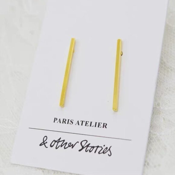 Other Stories Gold Bar Earrings Gold - Picture 1 of 4